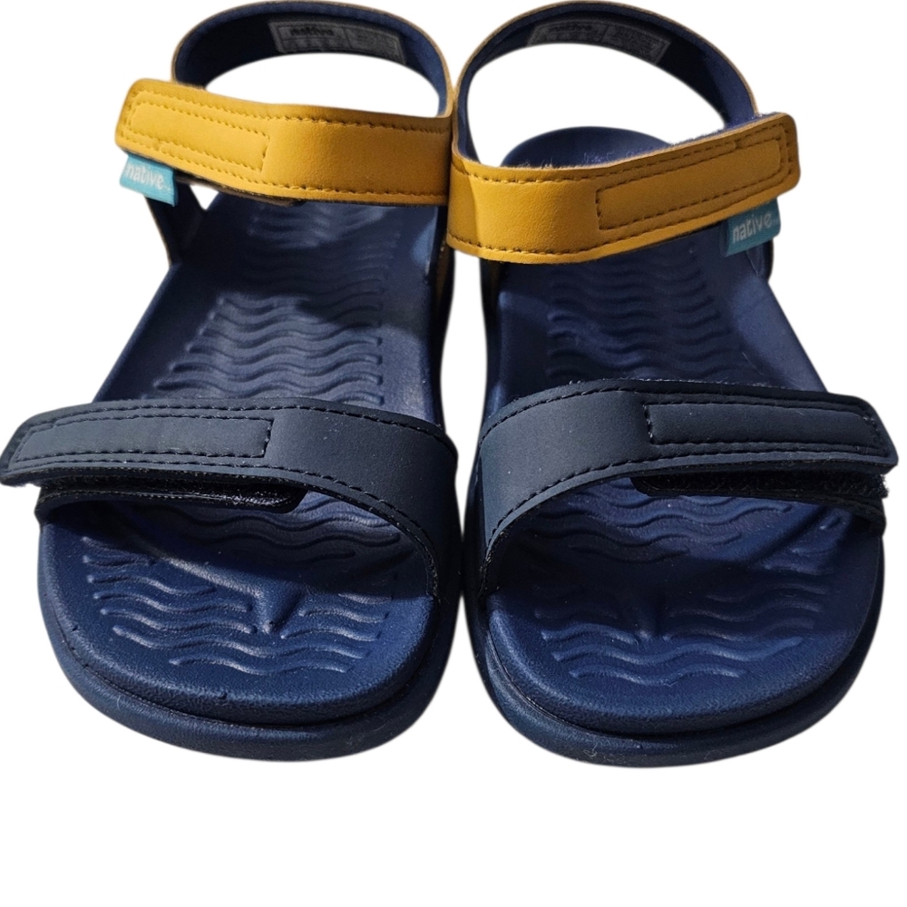 Native Charley Sugarlite Sandals in Wheat & Blue Unisex Toddler Kid's Size 9 EUC